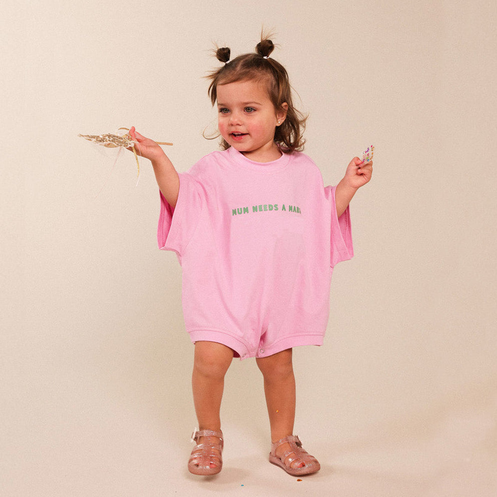 Mum needs a margi romper pink with green print
